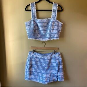 House of Harlow 1960 Tweed Top and Skort Set in Light Blue/Cream/Pink Size 12
